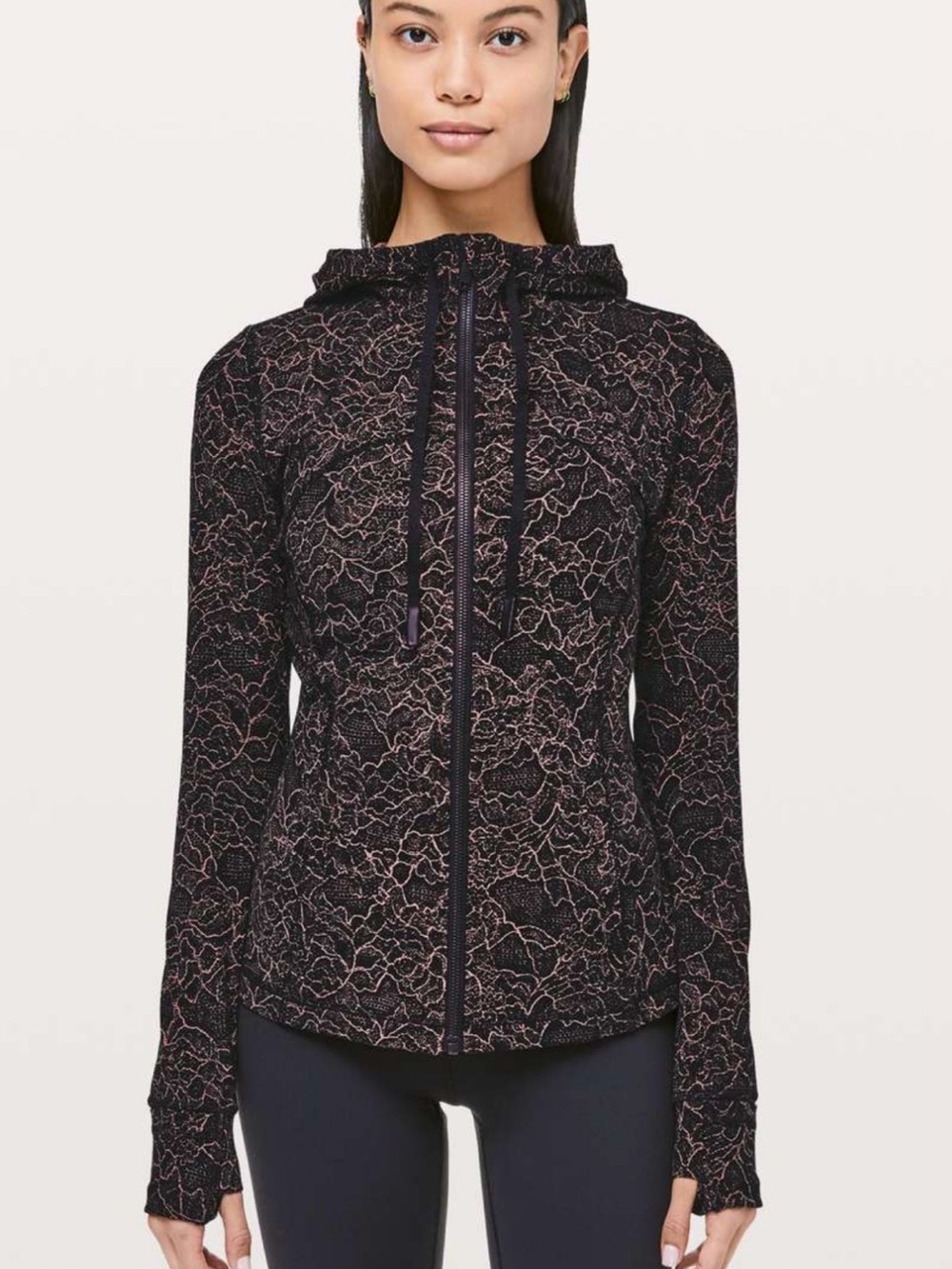 Lululemon Hooded Define Jacket Nulu Lacescape Spanish Rose Black 8